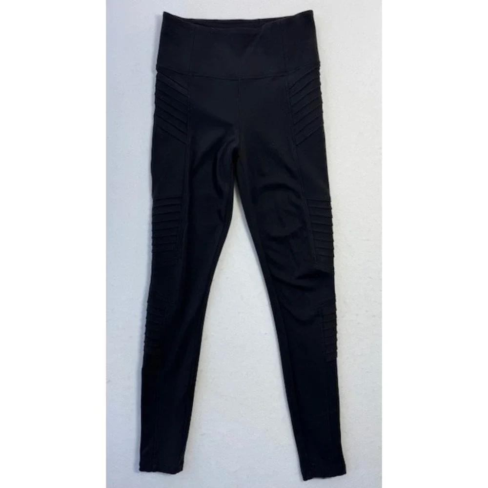 ATHLETA Delancey Moto Tight Women's SIZE XS Black Legging‎ Pockets Stretch Yoga